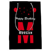 Monogram Happy Birthday Elke zonnegrowit rood Medium Cadeauzakje (Voorkant)