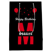 Monogram Happy Birthday Elke zonnegrowit rood Medium Cadeauzakje (Achterkant)