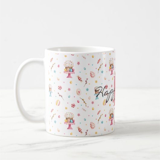 Monogram Happy Easter Pattern 11oz Koffiemok (Links)