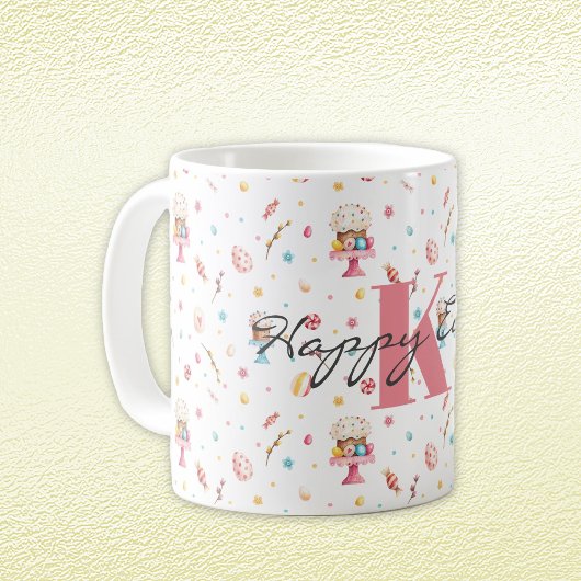 Monogram Happy Easter Pattern 11oz Koffiemok