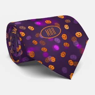 Monogram Happy Pumpkins Halloween Business Necktie Stropdas