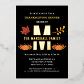 Monogram Happy Thanksgiving Vrienden-dankdag Pompo Folie Uitnodiging (Voorkant)