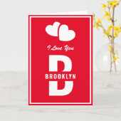 Monogram Happy Valentine's Day Red White Hipster Kaart (Gele Bloem)