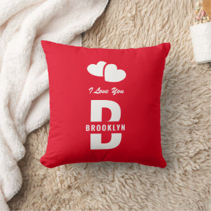 Monogram Happy Valentine's Day Red White Hipster Kussen