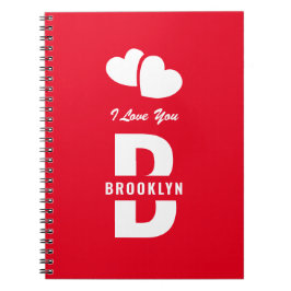 Monogram Happy Valentine's Day Red White Hipster Notitieboek