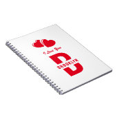 Monogram Happy Valentine's Day White Red Hipster Notitieboek (Rechterzijde)