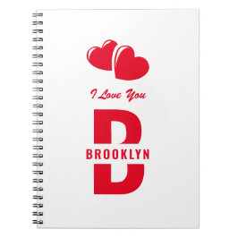 Monogram Happy Valentine's Day White Red Hipster Notitieboek
