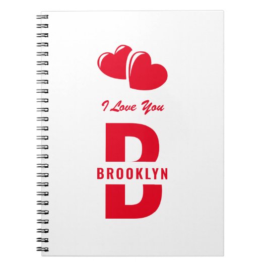 Monogram Happy Valentine's Day White Red Hipster Notitieboek (Voorkant)