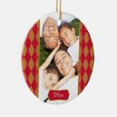 Monogram Harlequin: Rood en goud Keramisch Ornament (Rechts)