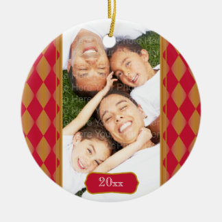 Monogram Harlequin: Rood en goud Keramisch Ornament