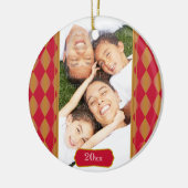 Monogram Harlequin: Rood en goud Keramisch Ornament (Links)