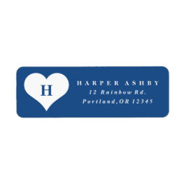 Monogram Hart Blauw Retouradres Etiket