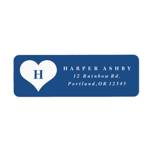 Monogram Hart Blauw Retouradres Etiket (Voorkant)