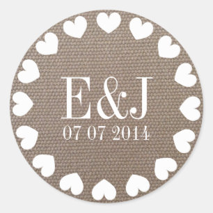 Monogram hart bruiloft stickers   Buis textuur