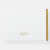 Monogram hart crest hand getekende witte bruiloft gastenboek (Achterkant)