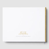 Monogram hart crest hand getekende witte bruiloft gastenboek (Achterkant)