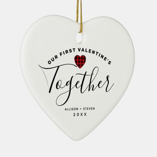 Monogram hart eerste Valentijnse partners Keramisch Ornament (Rechts)