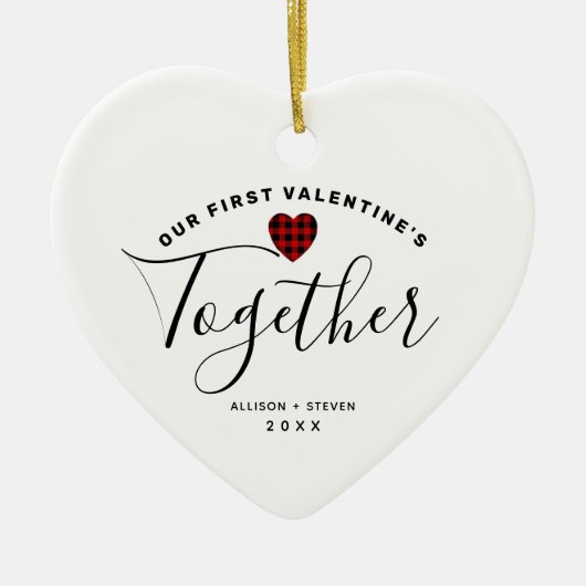 Monogram hart eerste Valentijnse partners Keramisch Ornament (Voorkant)