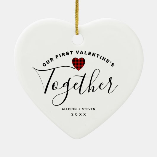 Monogram hart eerste Valentijnse partners Keramisch Ornament (Achterkant)