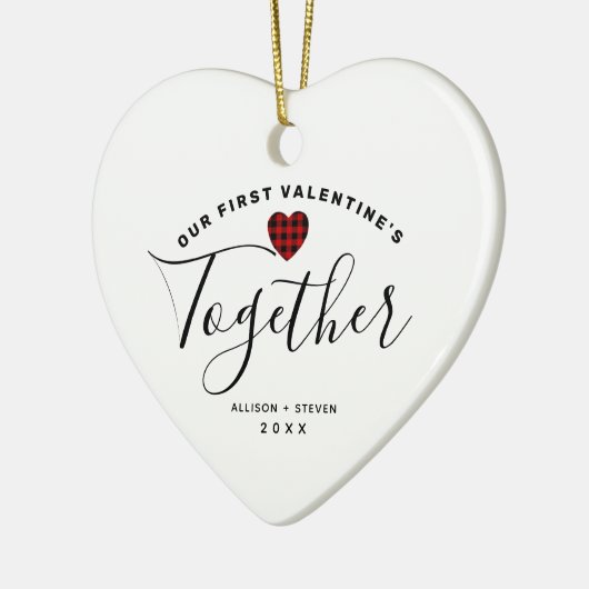 Monogram hart eerste Valentijnse partners Keramisch Ornament (Links)