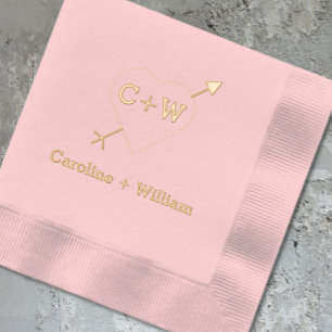 Monogram hart en pijl folie servetten
