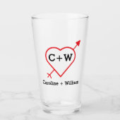 Monogram hart en Pijl Glas (Voorkant)