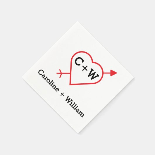 Monogram hart en Pijl Servet (Hoek)