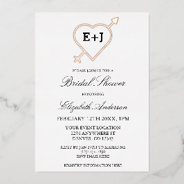 Monogram hart en Pijl-Vrijgezellenfeest Folie Uitnodiging