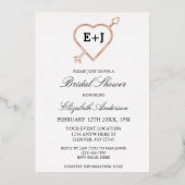 Monogram hart en Pijl-Vrijgezellenfeest Folie Uitnodiging (Voorkant)