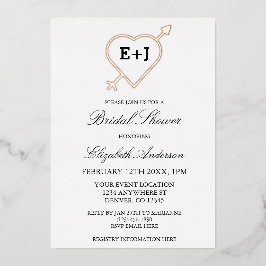 Monogram hart en Pijl-Vrijgezellenfeest Folie Uitnodiging