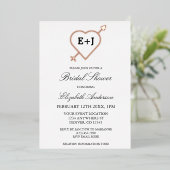 Monogram hart en Pijl-Vrijgezellenfeest Folie Uitnodiging (Staand Voorkant)