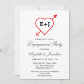 Monogram hart- en pijlinkooppartij kaart (Voorkant)