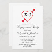 Monogram hart- en pijlinkooppartij kaart (Voorkant / Achterkant)