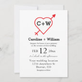 Monogram hart- en pijllijnen kaart (Voorkant)