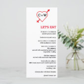 Monogram hart- en pijllijnen menu (Staand voorkant)