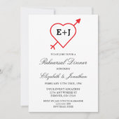 Monogram hart- en pijlrepetitie kaart (Voorkant)