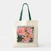 Monogram hart en roze rozen tote bag (Achterkant)