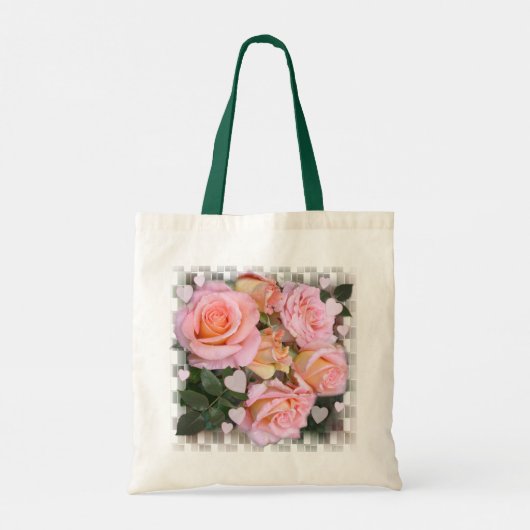 Monogram hart en roze rozen tote bag (Achterkant)