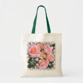 Monogram hart en roze rozen tote bag (Voorkant)