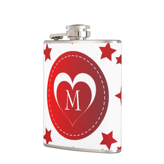 Monogram hart en sterren heupfles (Links)