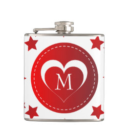 Monogram hart en sterren heupfles