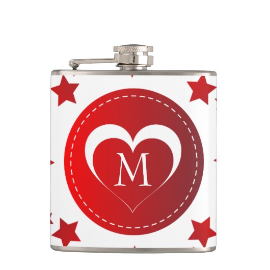 Monogram hart en sterren heupfles (Voorkant)