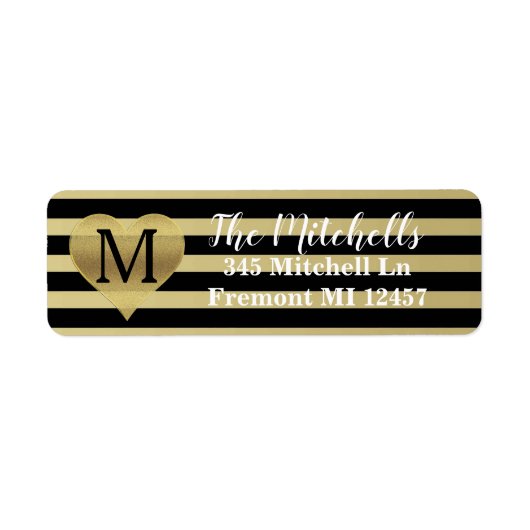 Monogram hart en strips etiket (Voorkant)