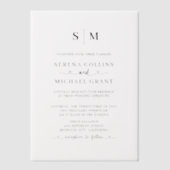 Monogram hart kalligrafie minimalistische bruiloft vellum uitnodigingen (Voorkant)