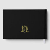 Monogram hart kam goud zwart bruiloft gast gastenboek (Achterkant)