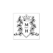 Monogram hart kroon bruiloft rubberstempel (Afrduk)