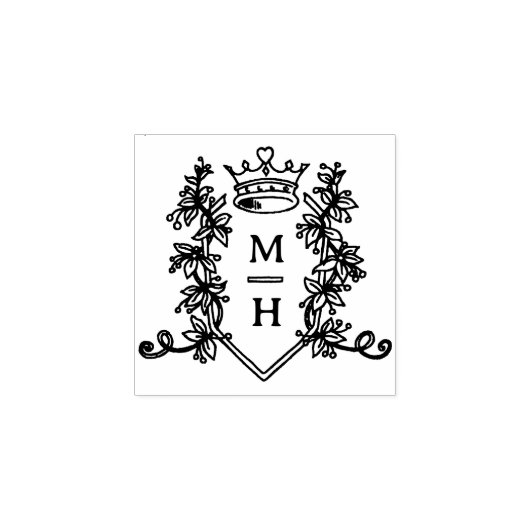 Monogram hart kroon bruiloft rubberstempel (Afrduk)