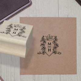 Monogram hart kroon bruiloft rubberstempel