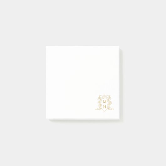 Monogram hart kroon kuif goud bruiloft gunst post-it® notes (Voorkant)