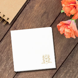 Monogram hart kroon kuif goud bruiloft gunst post-it® notes